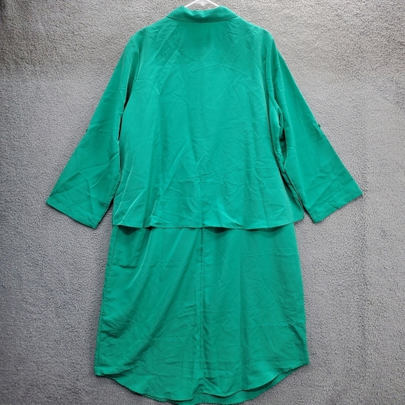 Roamans Dress 2 Piece Set Plus Size 22W Button Up Green - Picture 6 of 13